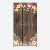 Aperturee - Aperturee Wooden Floral Lace Pattern Wedding Rectangle Backdrop